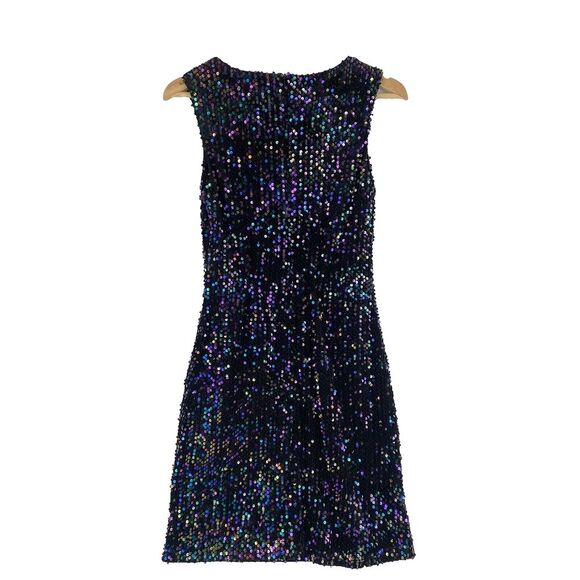 Molly Bracken Sequin Dress Small Black Irridescent Sequins Mini Party‎ Whimsy - Picture 2 of 8